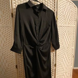 Beautiful midi black shirt dress with knot detail.
